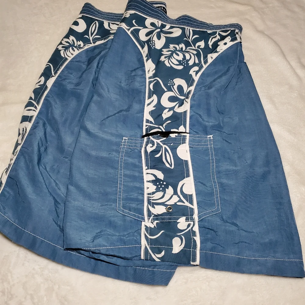 Men's Anchor Blue Board Shorts Swim Trunks Zipper Pocket Size 40 X 22‎  XL GUC
